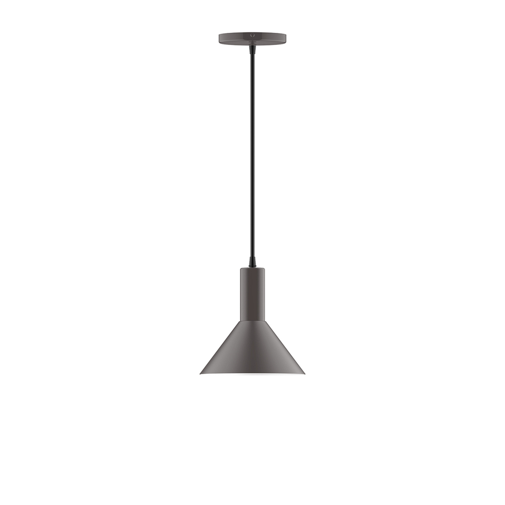 8" Chase Pendant, white cord with canopy, Bronze Matte