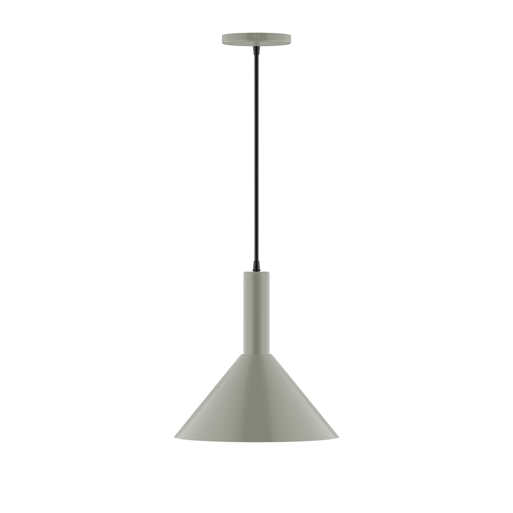 12" Chase Pendant, white cord with canopy, Moss Green