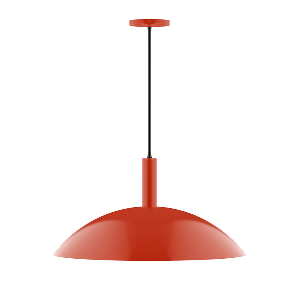 18" Chase Pendant, white cord with canopy, Vermillion