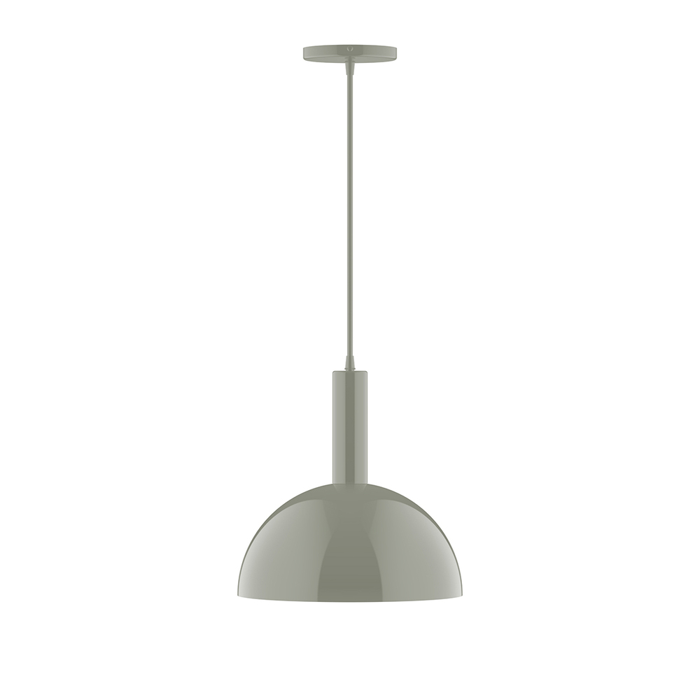 12" Ray Pendant, white cord with canopy, Moss Green