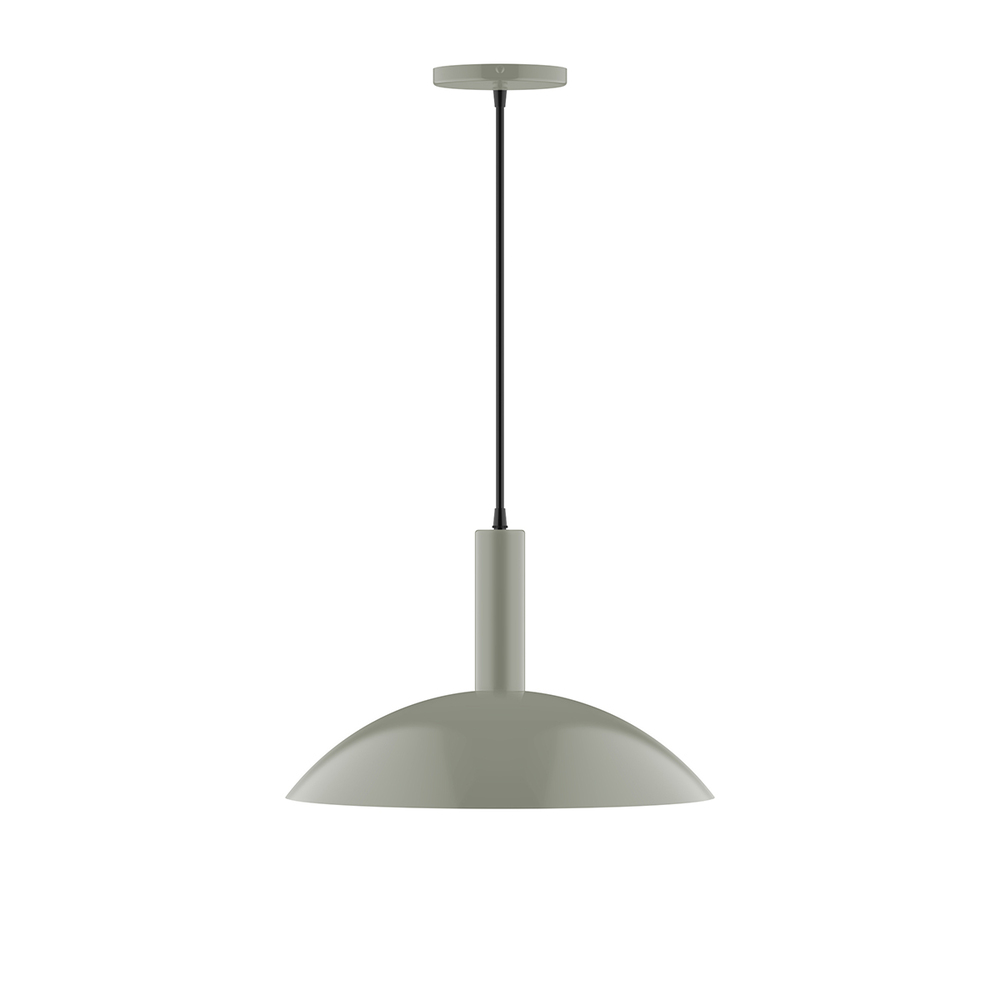 16" Glow Pendant, white cord with canopy, Moss Green
