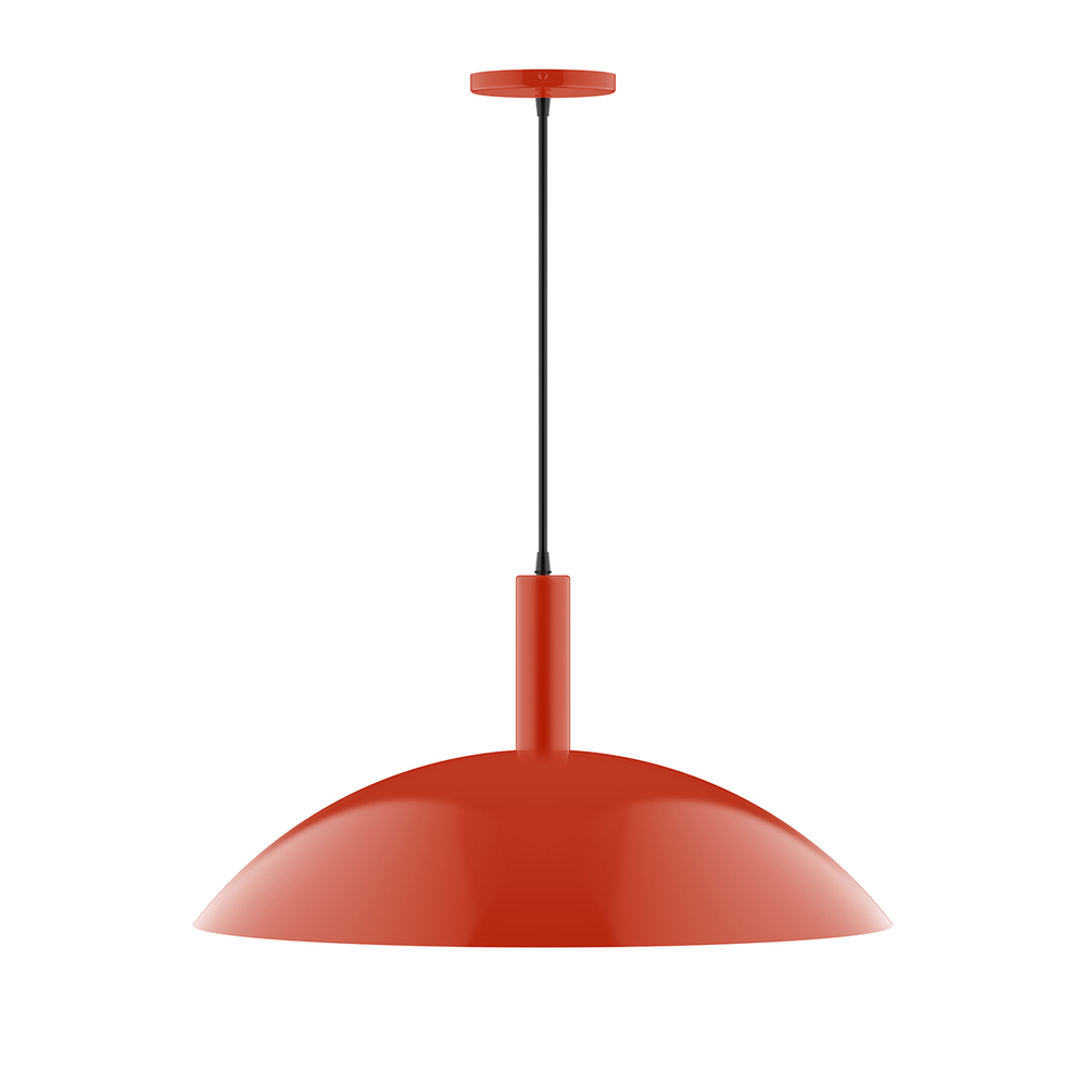 24" Glow Pendant, white cord with canopy, Vermillion