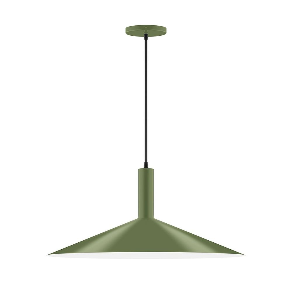 24" Zing Pendant, white cord with canopy, Fern Green