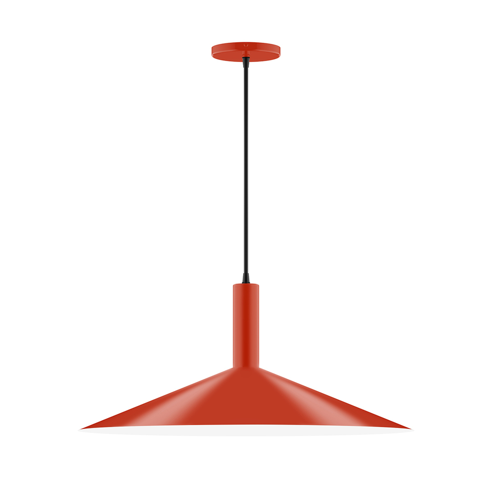 24" Zing Pendant, white cord with canopy, Vermillion
