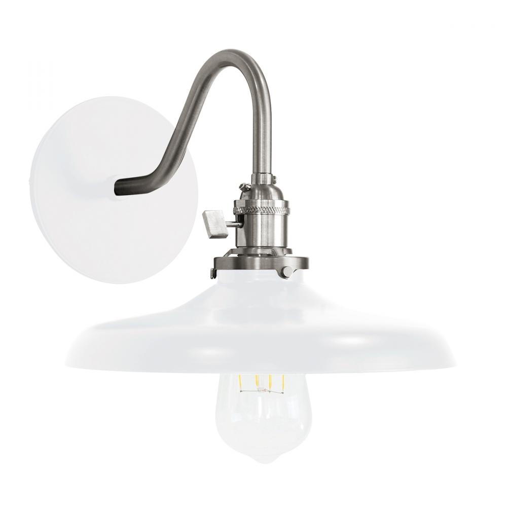 Uno 10" wall sconce,  White with Brushed Nickel hardware