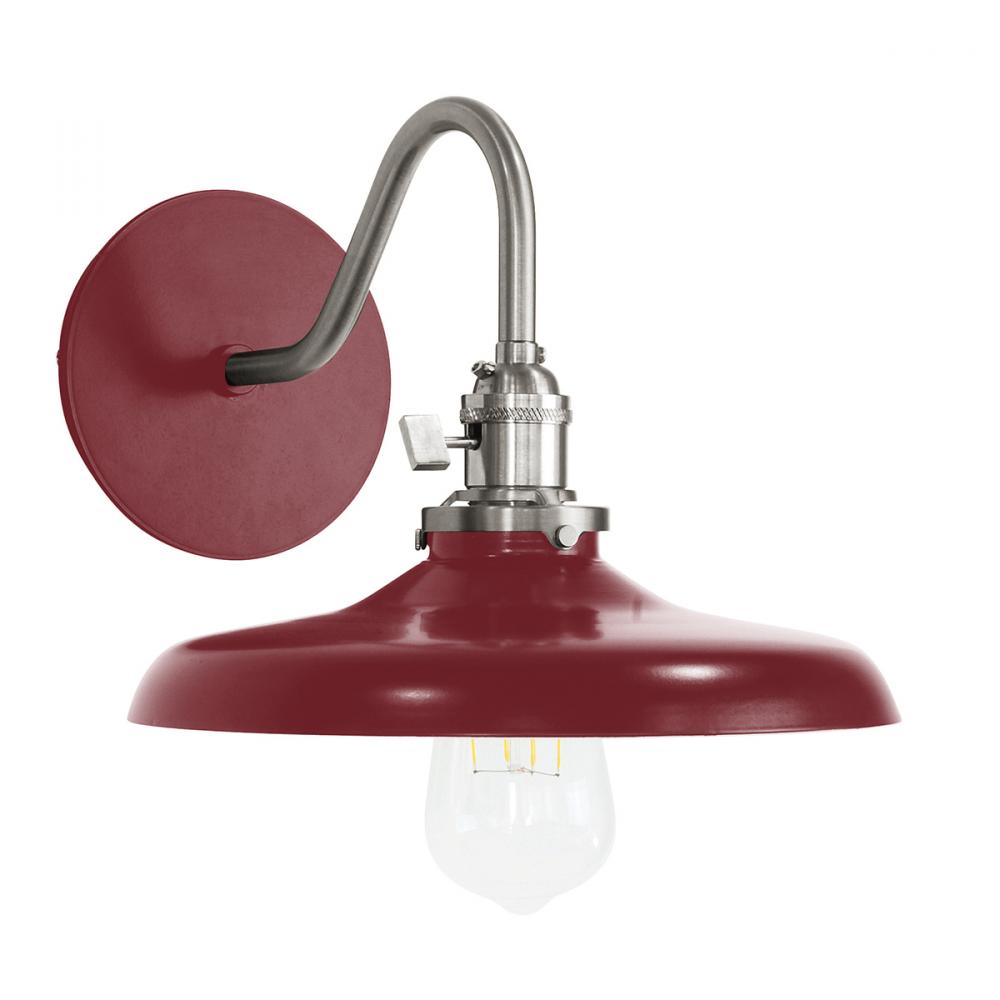 Uno 10" wall sconce,  Barn Red with Brushed Nickel hardware