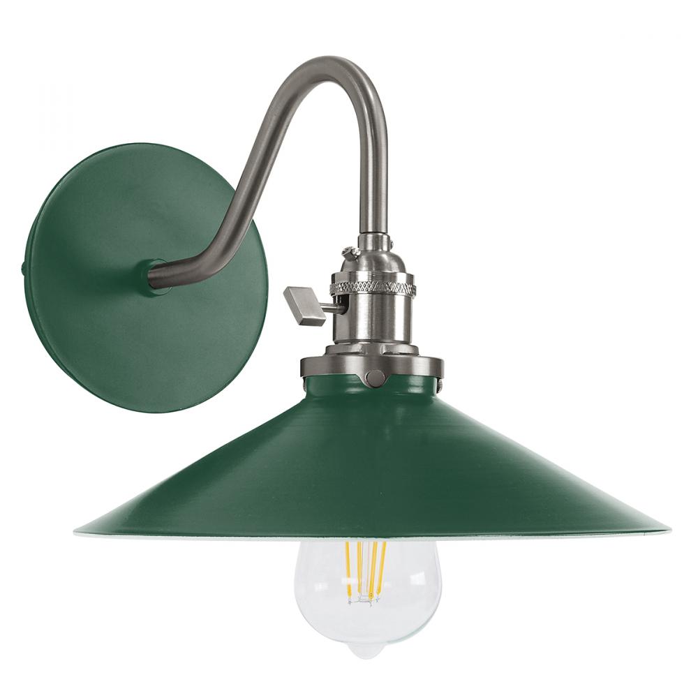 Uno 10" wall sconce,  Forest Green with Brushed Nickel hardware