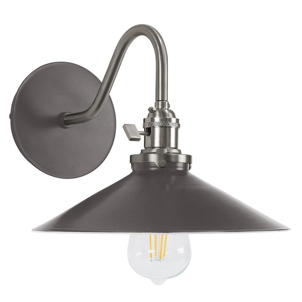 Uno 10" wall sconce,  Architectural Bronze with Brushed Nickel hardware