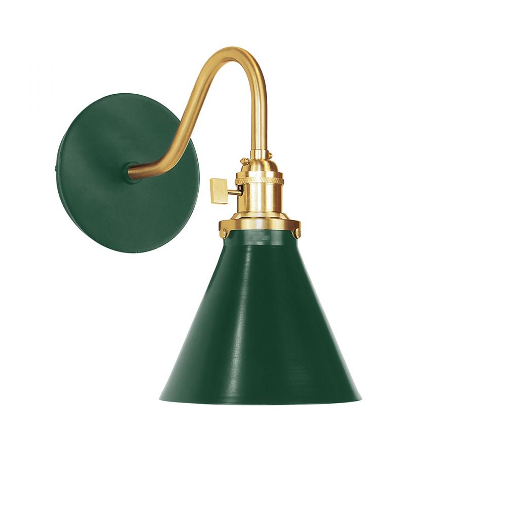 Uno 6" wall sconce,  Forest Green with Brushed Brass hardware