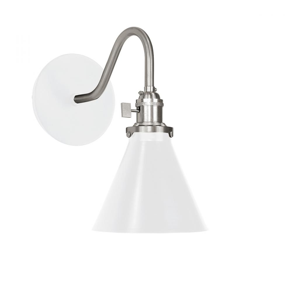 Uno 6" wall sconce,  White with Brushed Nickel hardware