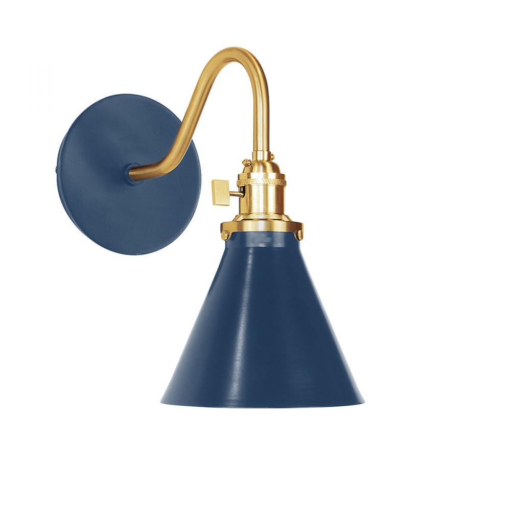 Uno 6" wall sconce,  Navy with Brushed Brass hardware