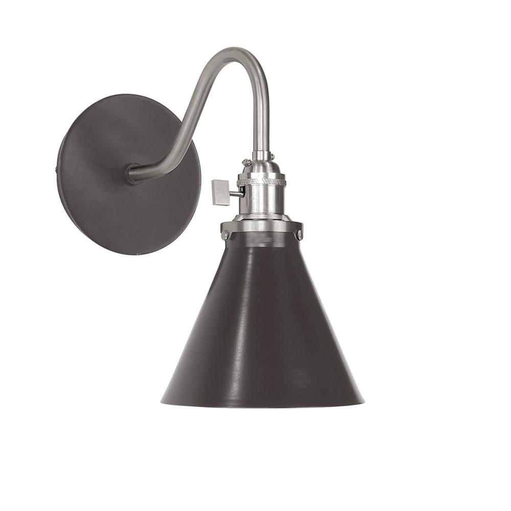 Uno 6" wall sconce,  Architectural Bronze with Brushed Nickel hardware