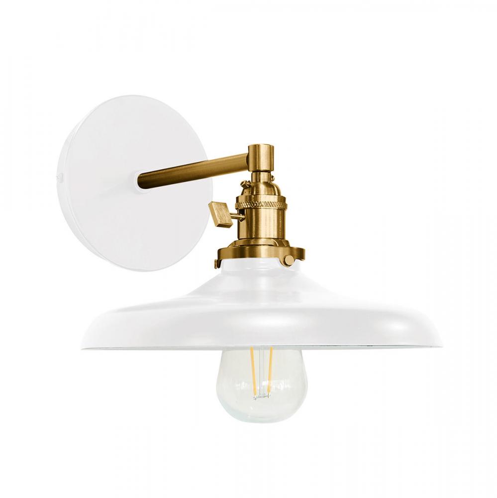 Uno 10" wall sconce,  White with Brushed Brass hardware