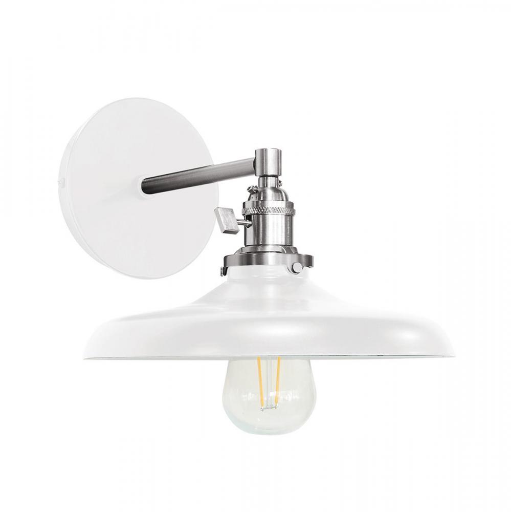 Uno 10" wall sconce,  White with Brushed Nickel hardware