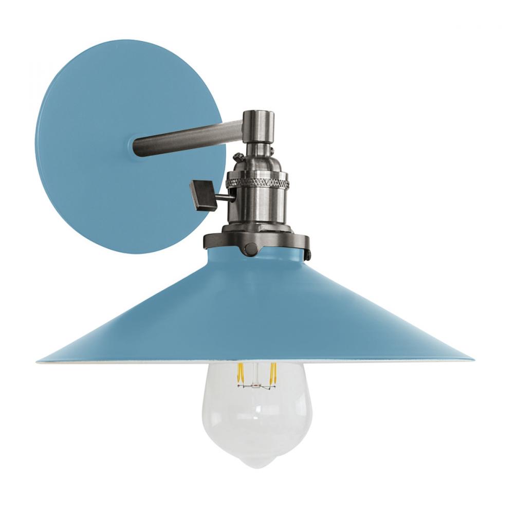 Uno 10" wall sconce,  Light Blue with Brushed Nickel hardware