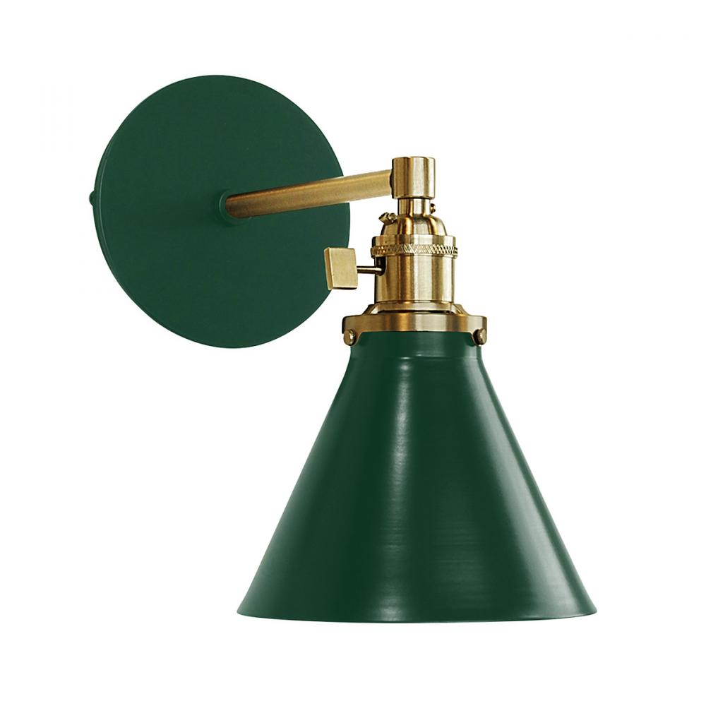 Uno 6" wall sconce,  Forest Green with Brushed Brass hardware