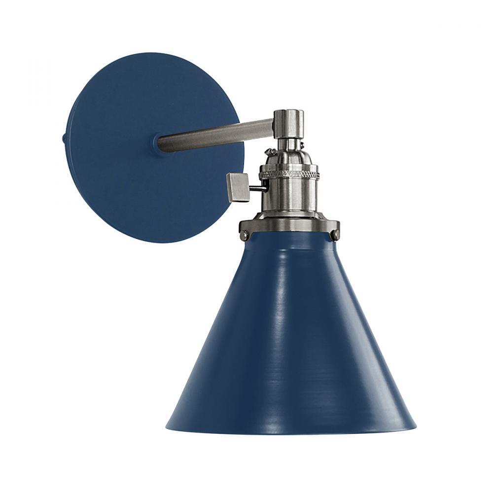 Uno 6" wall sconce,  Navy with Brushed Nickel hardware