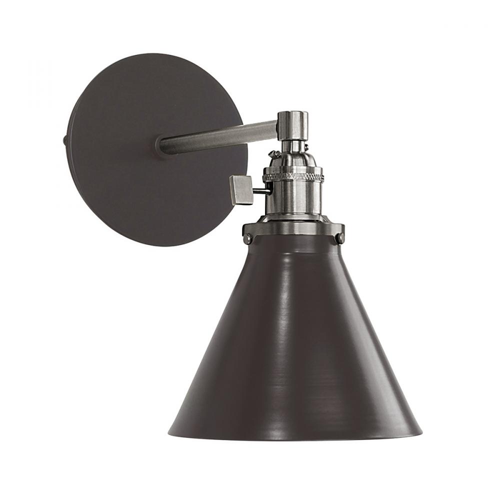 Uno 6" wall sconce,  Architectural Bronze with Brushed Nickel hardware