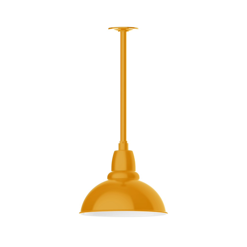 12" Cafe shade, stem mount pendant with canopy, Bright Yellow