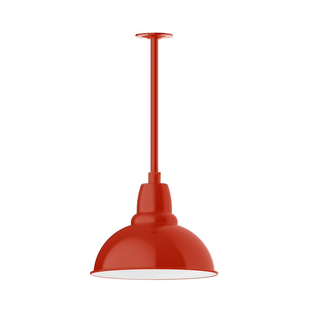 14" Cafe shade, stem mount pendant with canopy, Vermillion