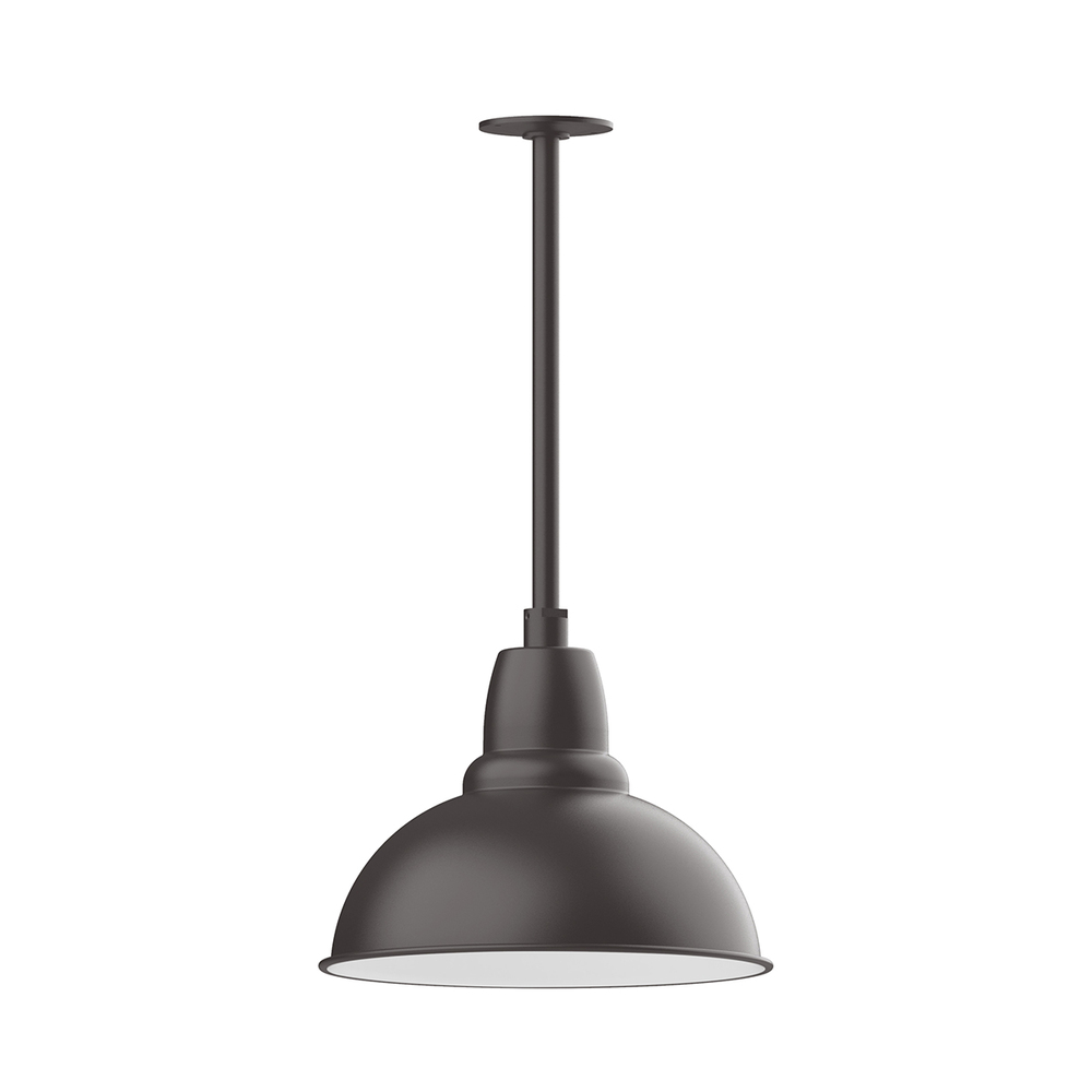 14" Cafe shade, stem mount pendant with canopy, Bronze Matte