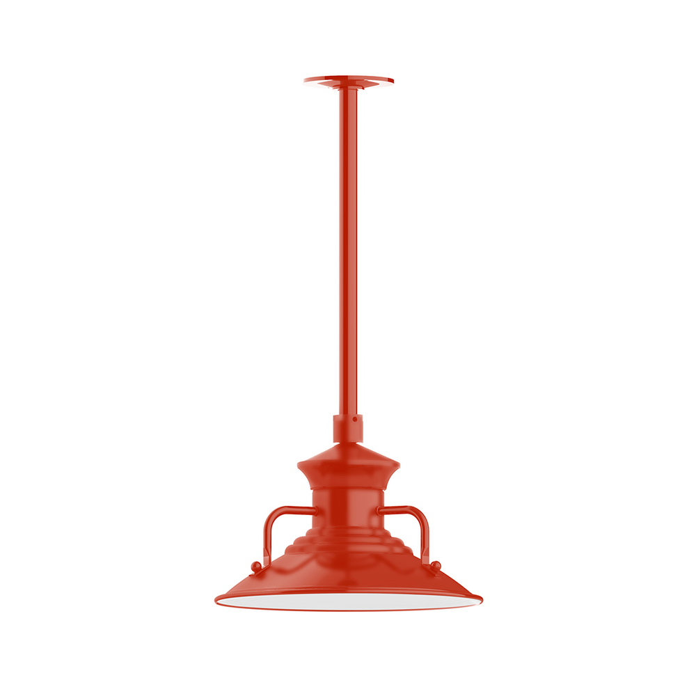 12" Homestead shade, stem mount pendant with canopy, Vermillion