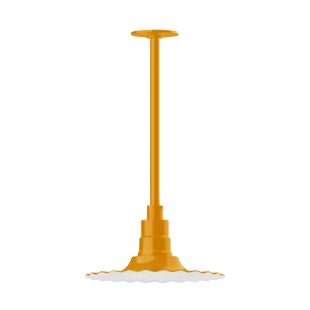 12" Radial shade, stem mount pendant with canopy, Bright Yellow