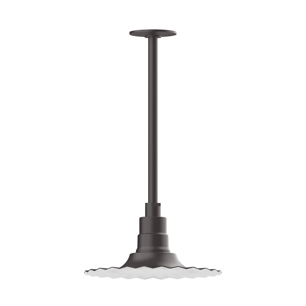 12" Radial shade, stem mount pendant with canopy, Bronze Matte
