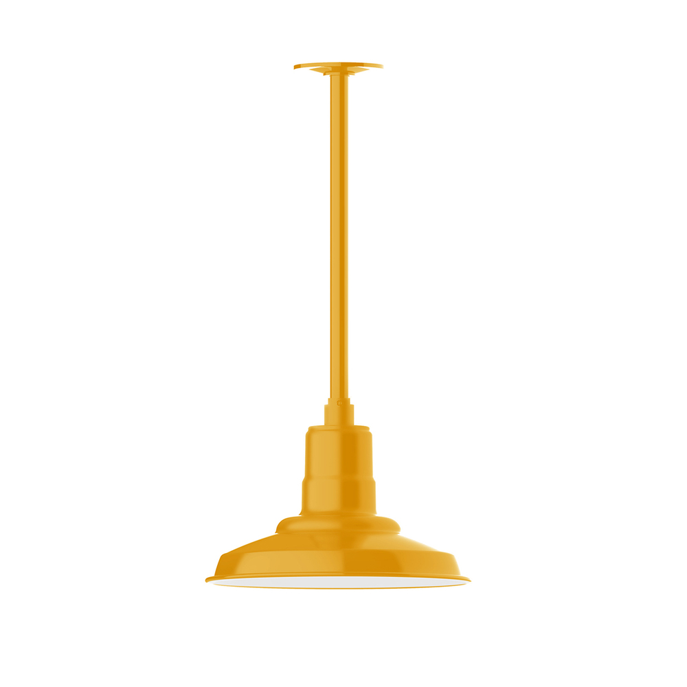 12" Warehouse shade, stem mount pendant with canopy, Bright Yellow