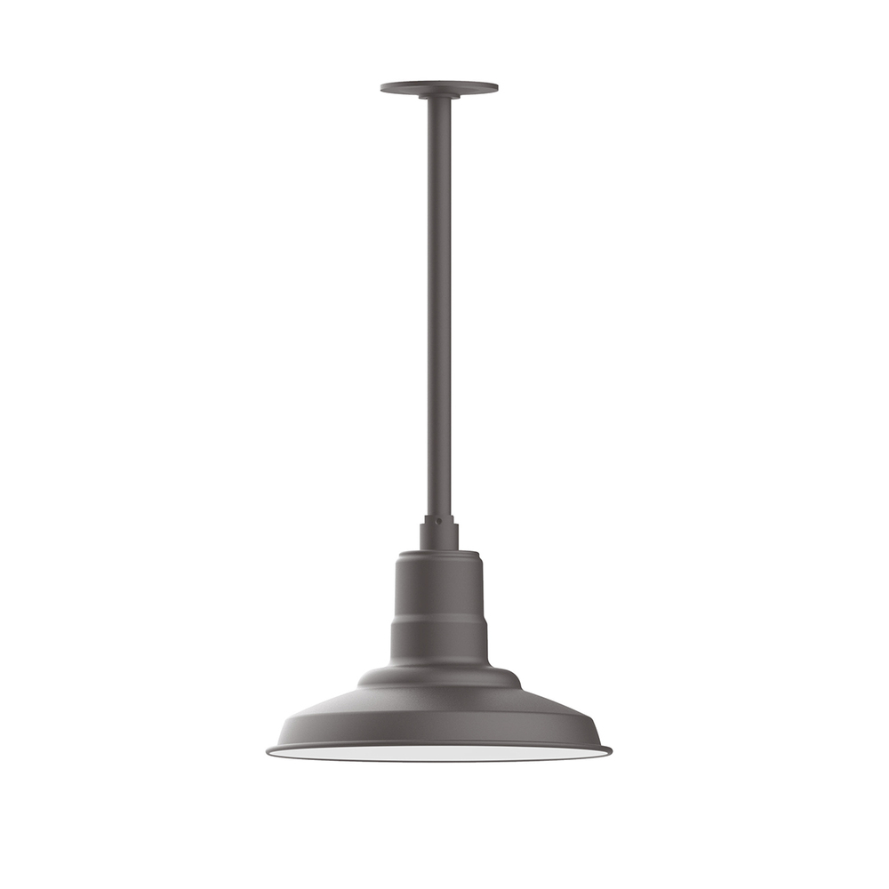 12" Warehouse shade, stem mount pendant with canopy, Bronze Matte