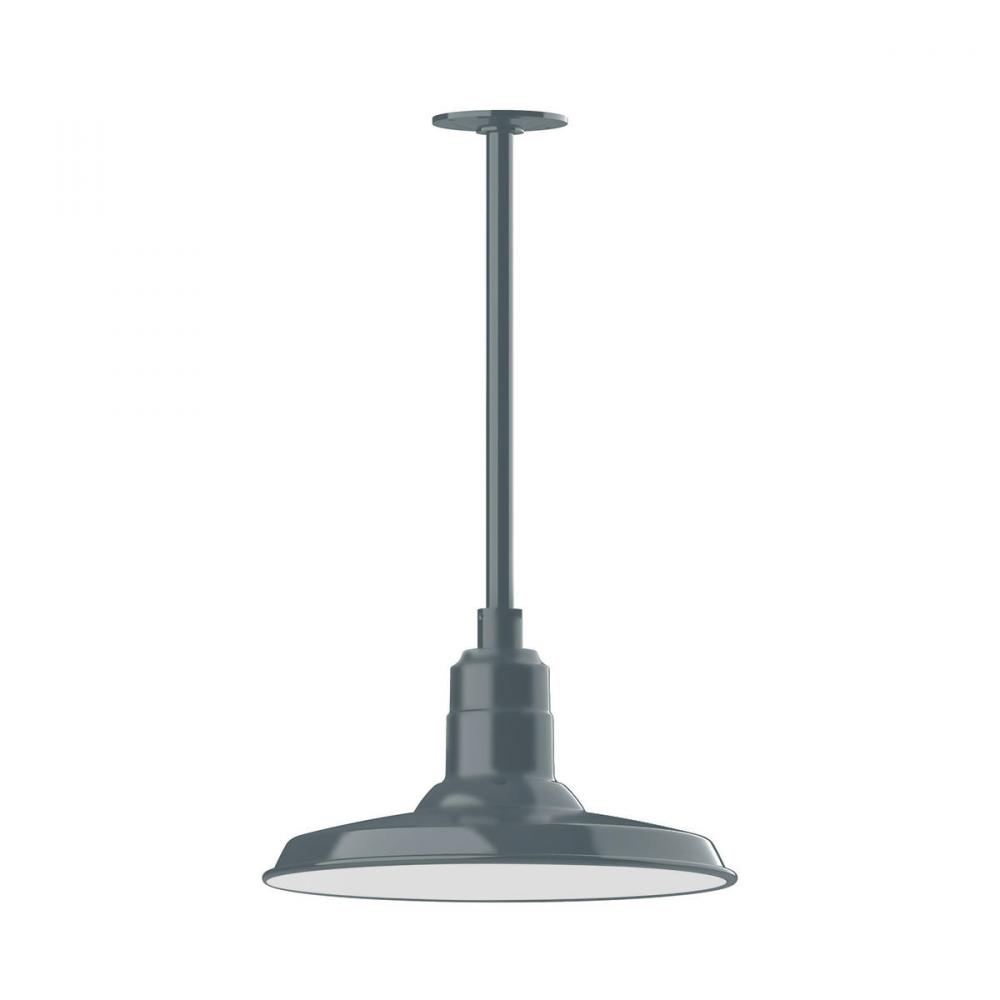 14" Warehouse shade, stem mount pendant with canopy, Slate Gray