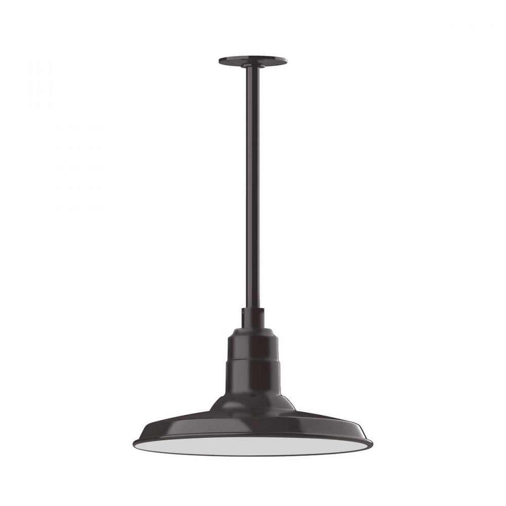 14" Warehouse shade, stem mount pendant with canopy, Architectural Bronze