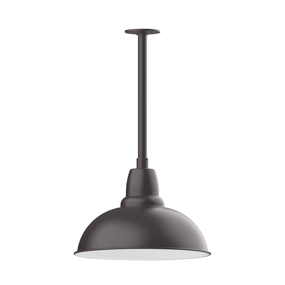 16" Cafe shade, stem mount pendant with canopy, Bronze Matte