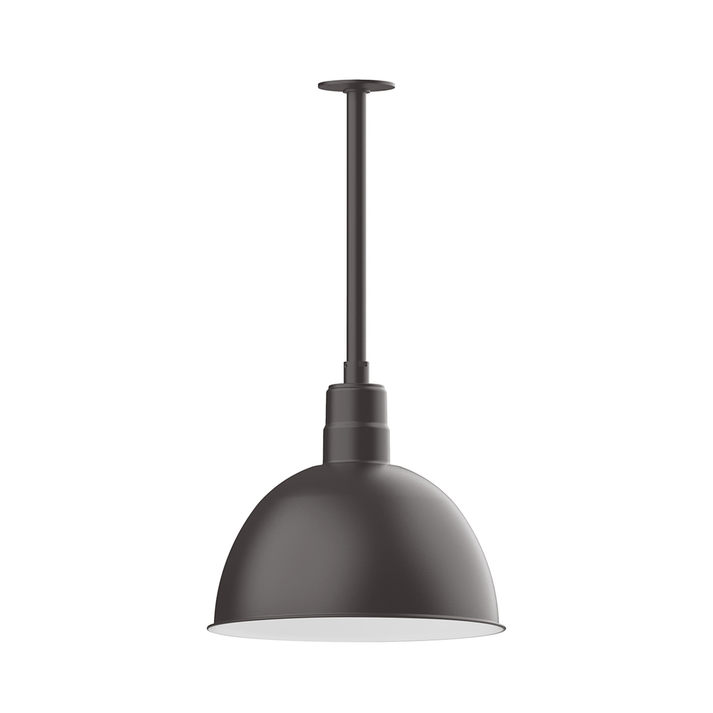16" Deep Bowl shade, stem mount pendant with canopy, Bronze Matte