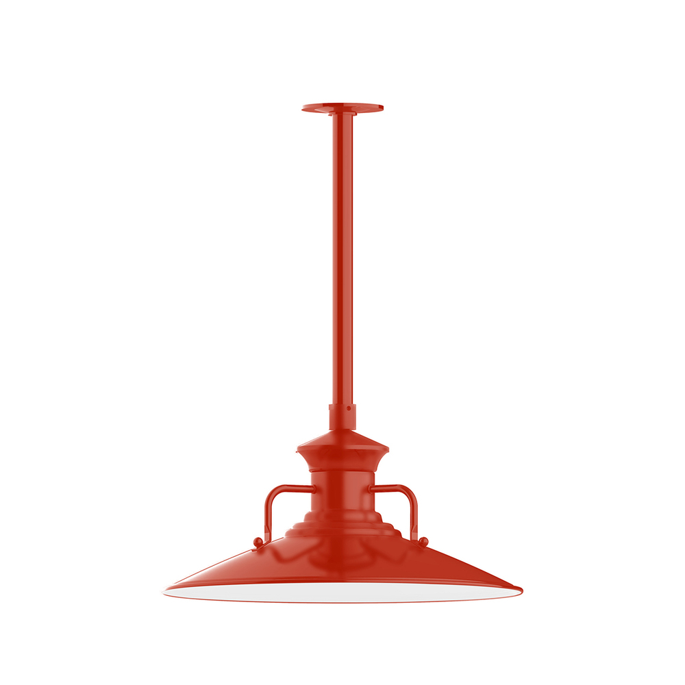 18" Homestead shade, stem mount pendant with canopy, Vermillion