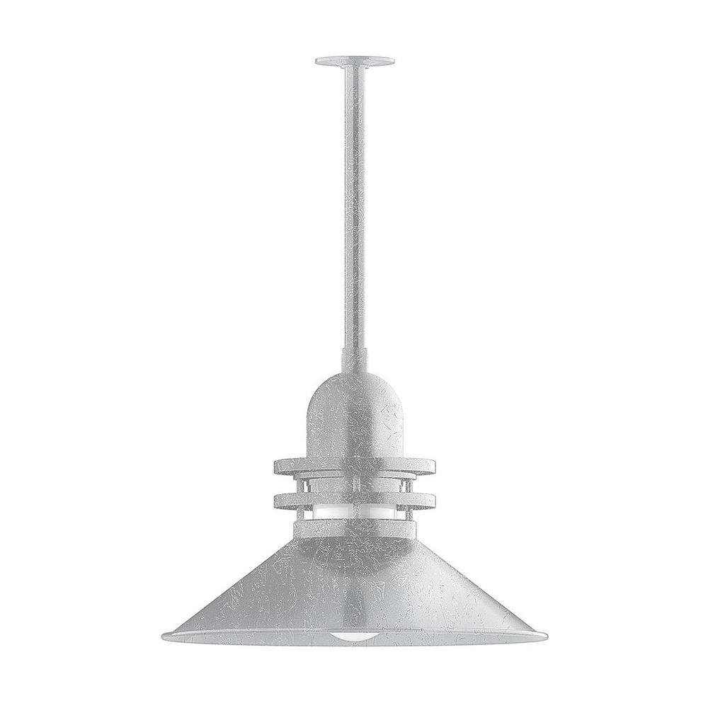 20" Atomic shade, stem mount pendant with canopy, Frosted Glass, Painted Galvanized
