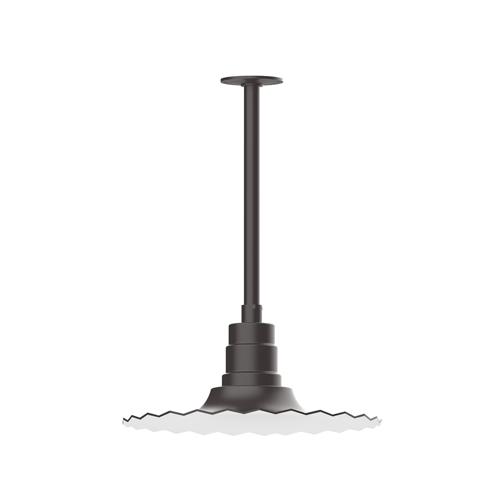 16" Radial shade, stem mount pendant with canopy, Bronze Matte