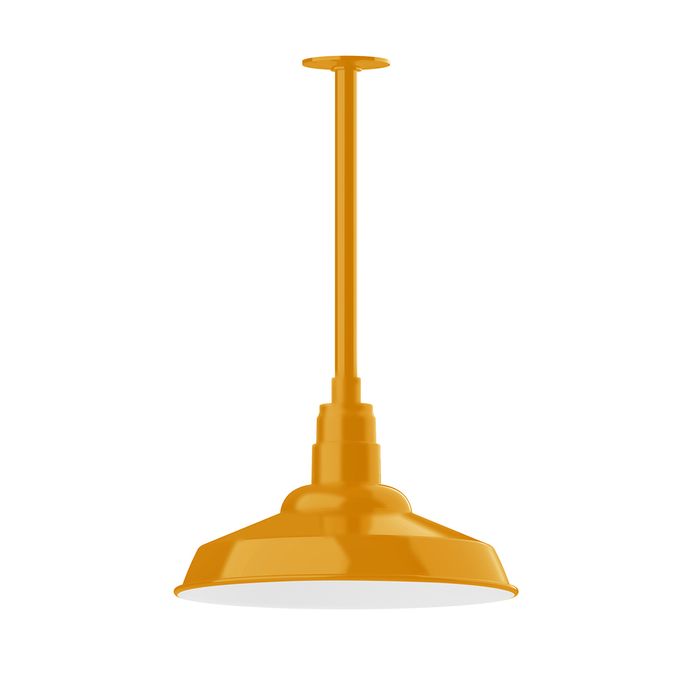 16" Warehouse shade, stem mount pendant with canopy, Bright Yellow