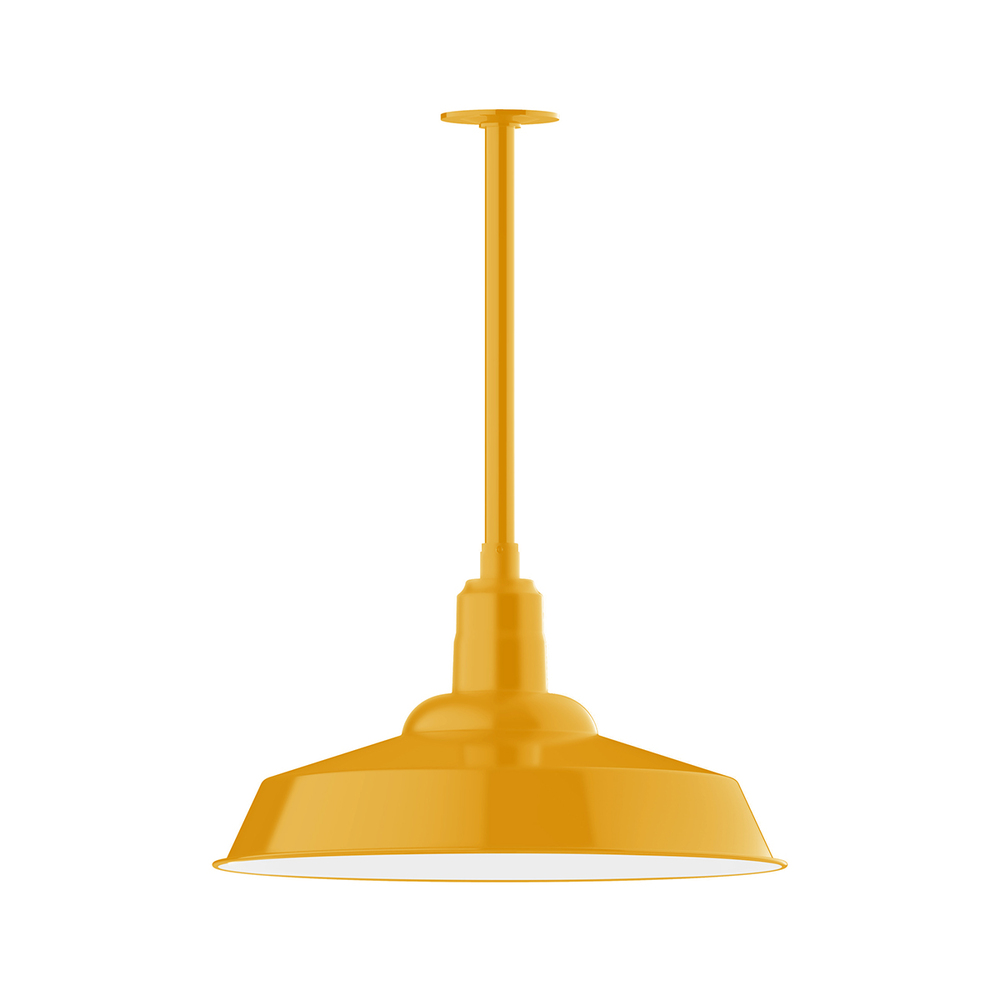 20" Warehouse shade, stem mount pendant with canopy, Bright Yellow