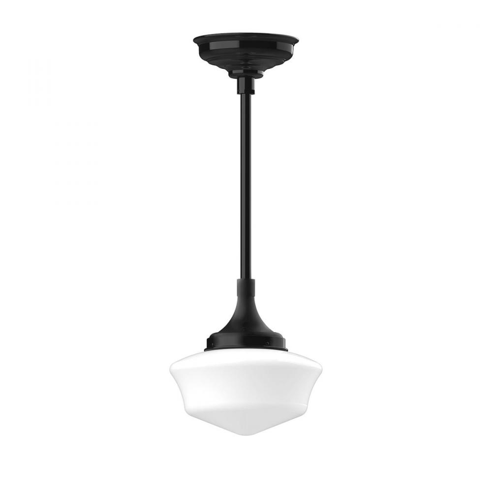 12" Schoolhouse glass, 1/2" x 36" stem and canopy, Black