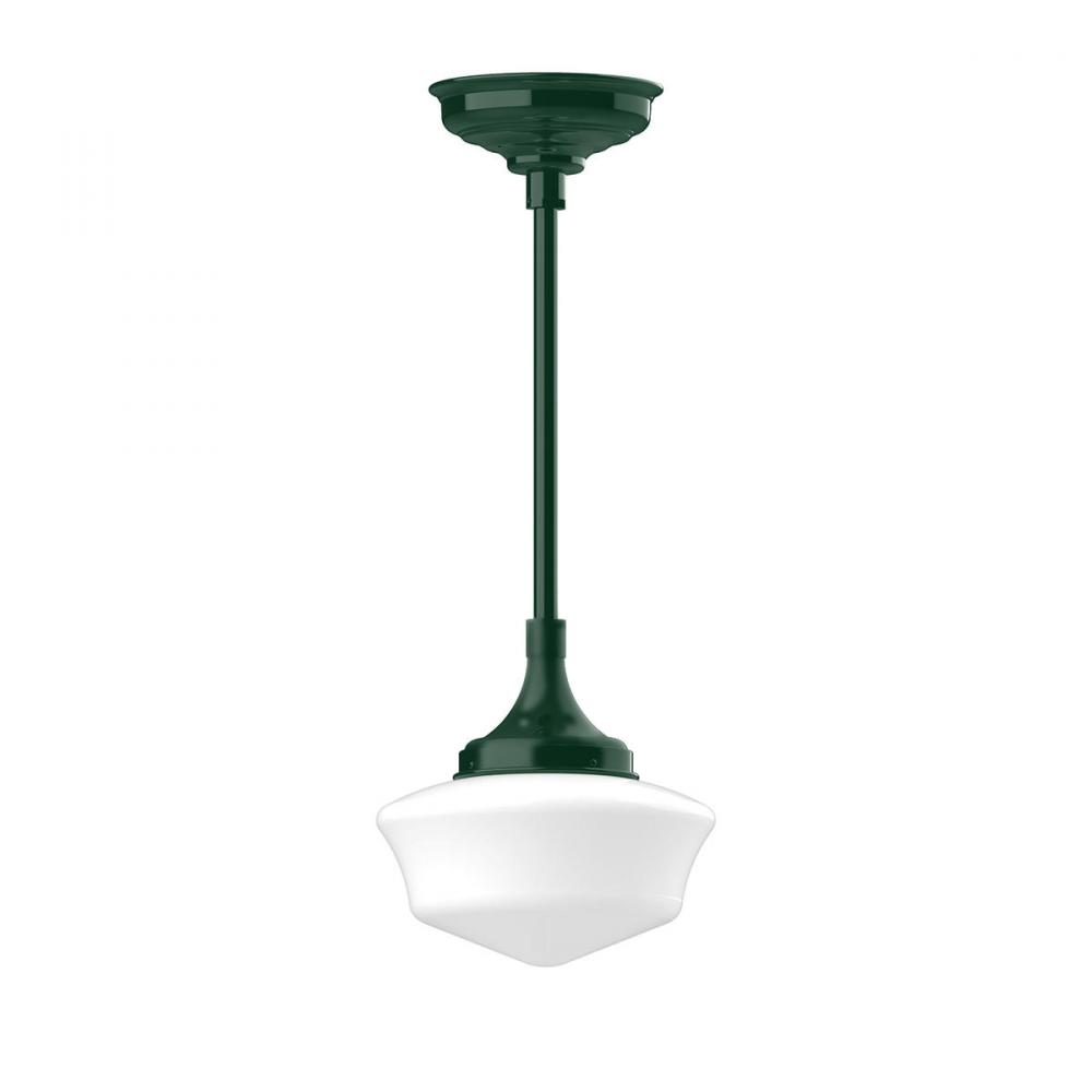 12" Schoolhouse glass, 1/2" x 36" stem and canopy, Forest Green
