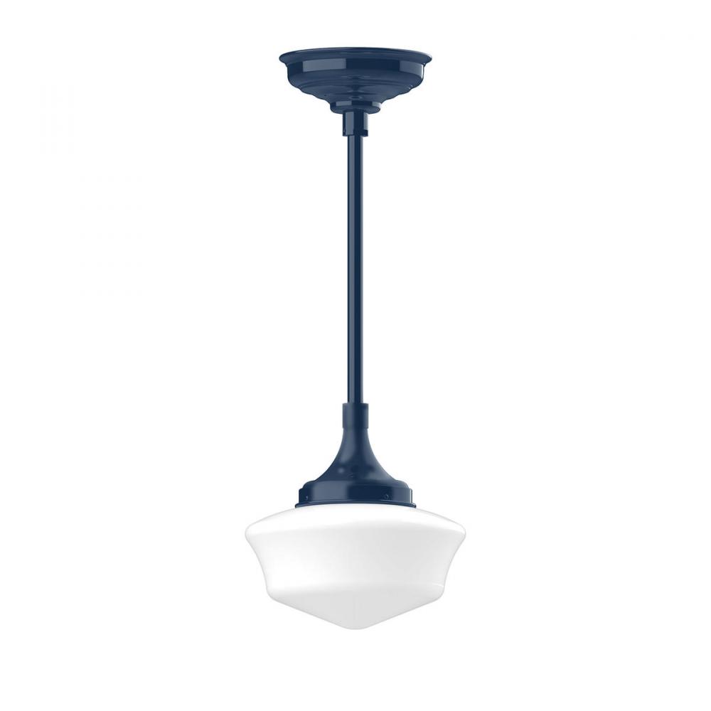 12" Schoolhouse glass, 1/2" x 36" stem and canopy, Navy