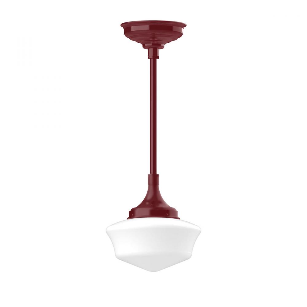 12" Schoolhouse glass, 1/2" x 36" stem and canopy, Barn Red
