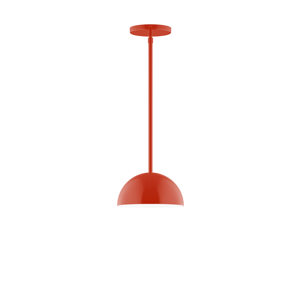 8" Arcade Stem Hung Pendant, Vermillion