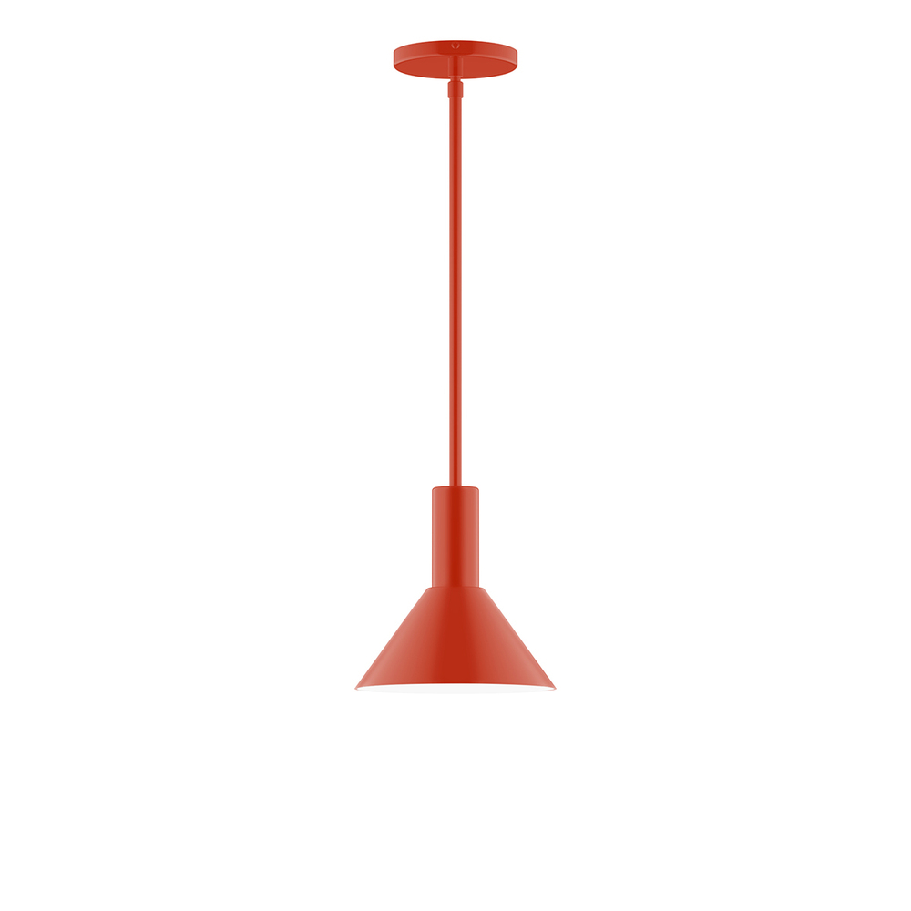 8" Chase Stem Hung Pendant, Vermillion