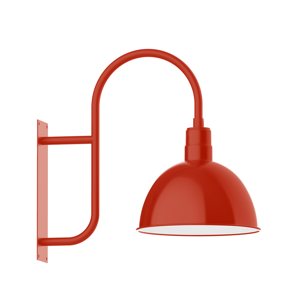 16" Deep Bowl shade, wall mount light, Vermillion