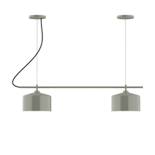 Montclair Light Works CHB419-24 - 2-Light Linear Axis Chandelier, Moss Green