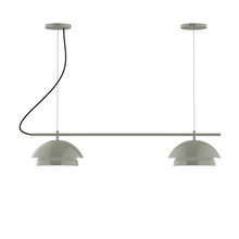 Montclair Light Works CHBX445-24-L12 - 2-Light Linear Nest LED Chandelier, Moss Green