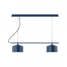 Montclair Light Works CHAX445-50-C21-L12 - 3-Light Linear Axis LED Chandelier with White SJT Cord, Navy