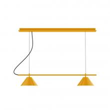Montclair Light Works CHBX445-21-C21-L12 - 2-Light Linear Axis LED Chandelier with White SJT Cord, Bright Yellow